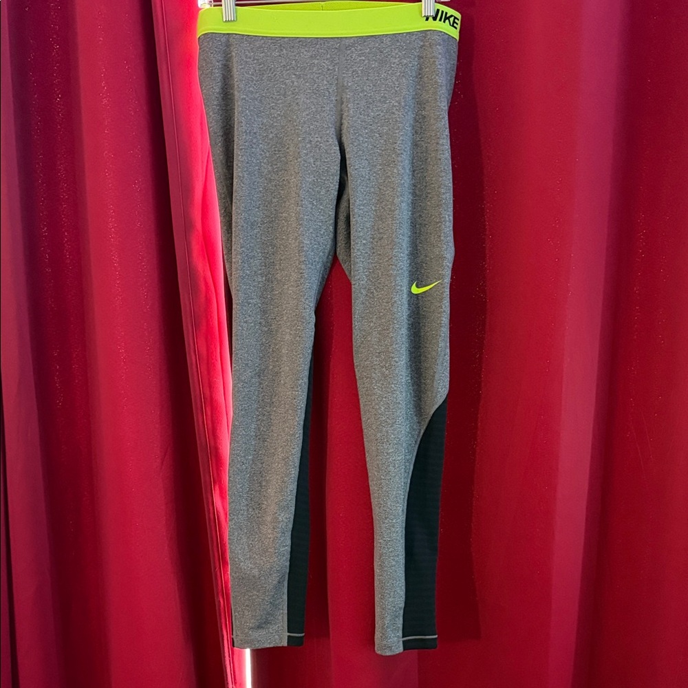 Nike Gray and Neon Green Leggings
